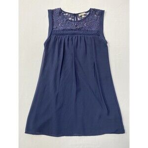 Speechless Large Blue Lace Yoke Sleeveless Blouse Romantic Summer Tank Top